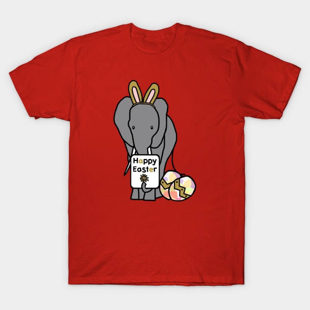 Happy Easter Bunny Ears on an Elephant T-Shirt by ellenhenryart